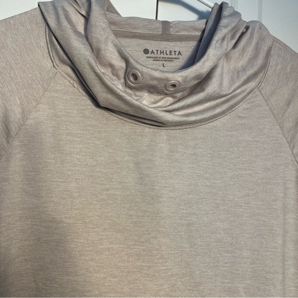 Athleta Uptempo Hoodie Pink Size Large Heathered Athleasure Pullover - Picture 7 of 10